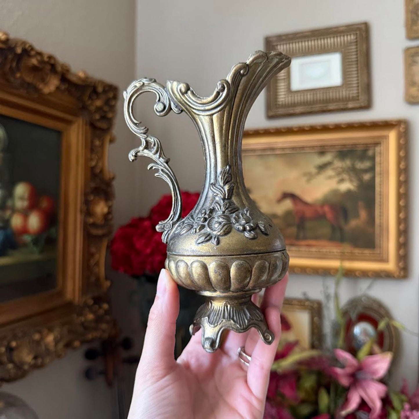 Vintage Italian Brass Ewer Vase