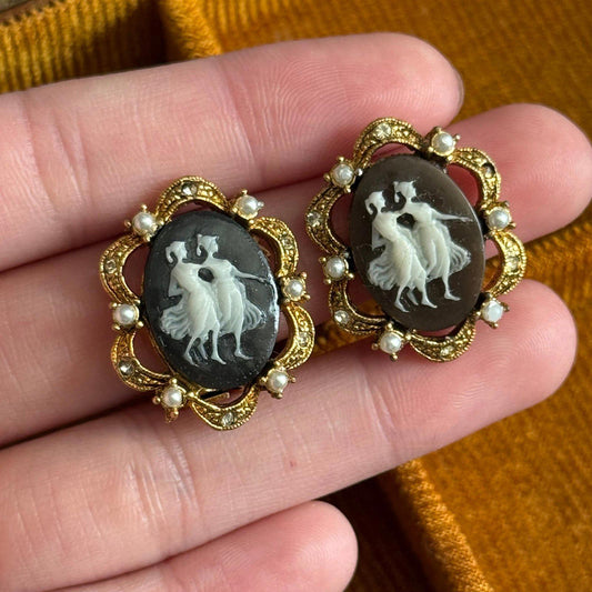 Vintage cameo-style clip-on earrings