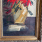 Vintage Red Poinsettia Flowers in Vase Painting Framed