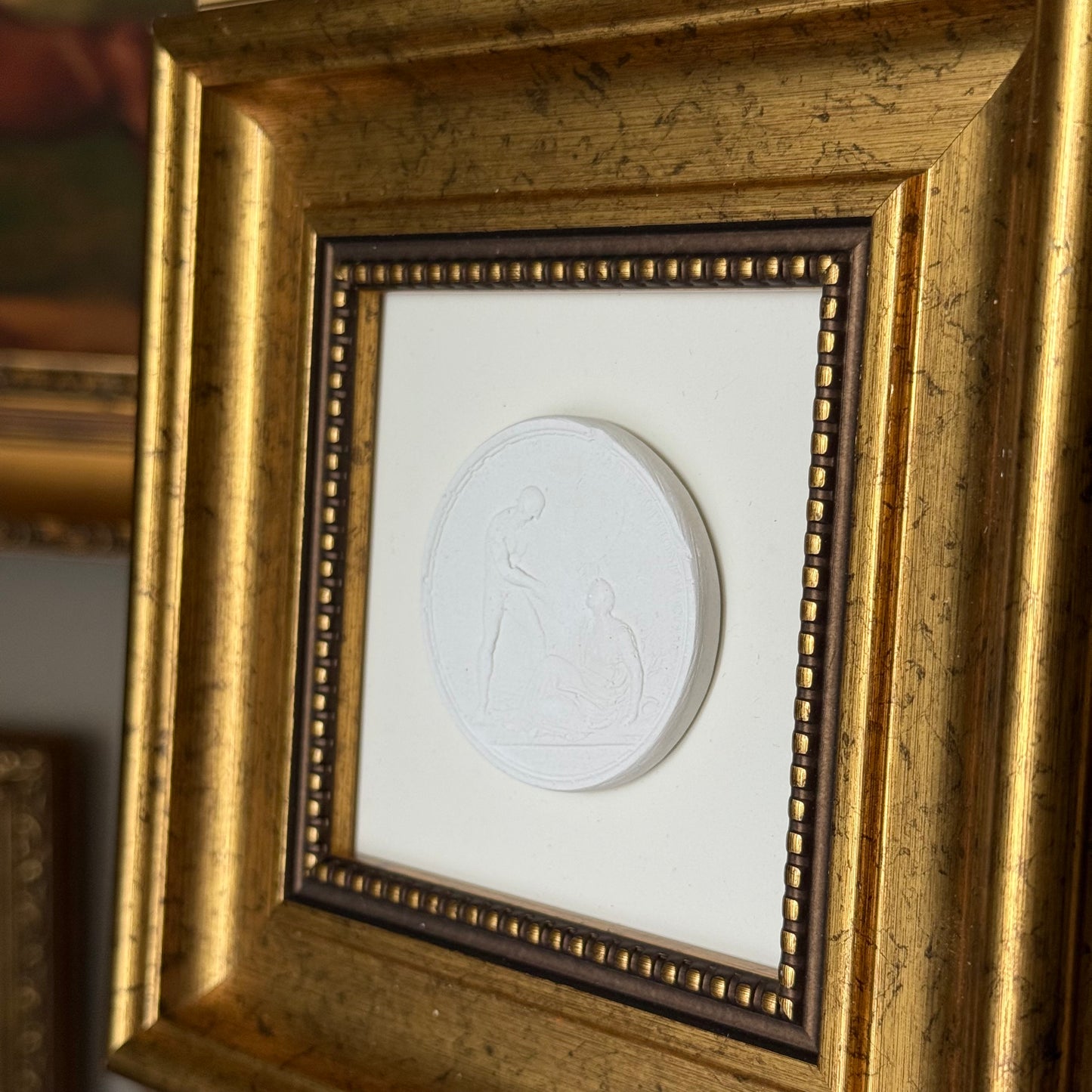 Vintage Style Plaster Intaglio Framed