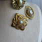 Vintage Gold tone and faux pearl Brooch set