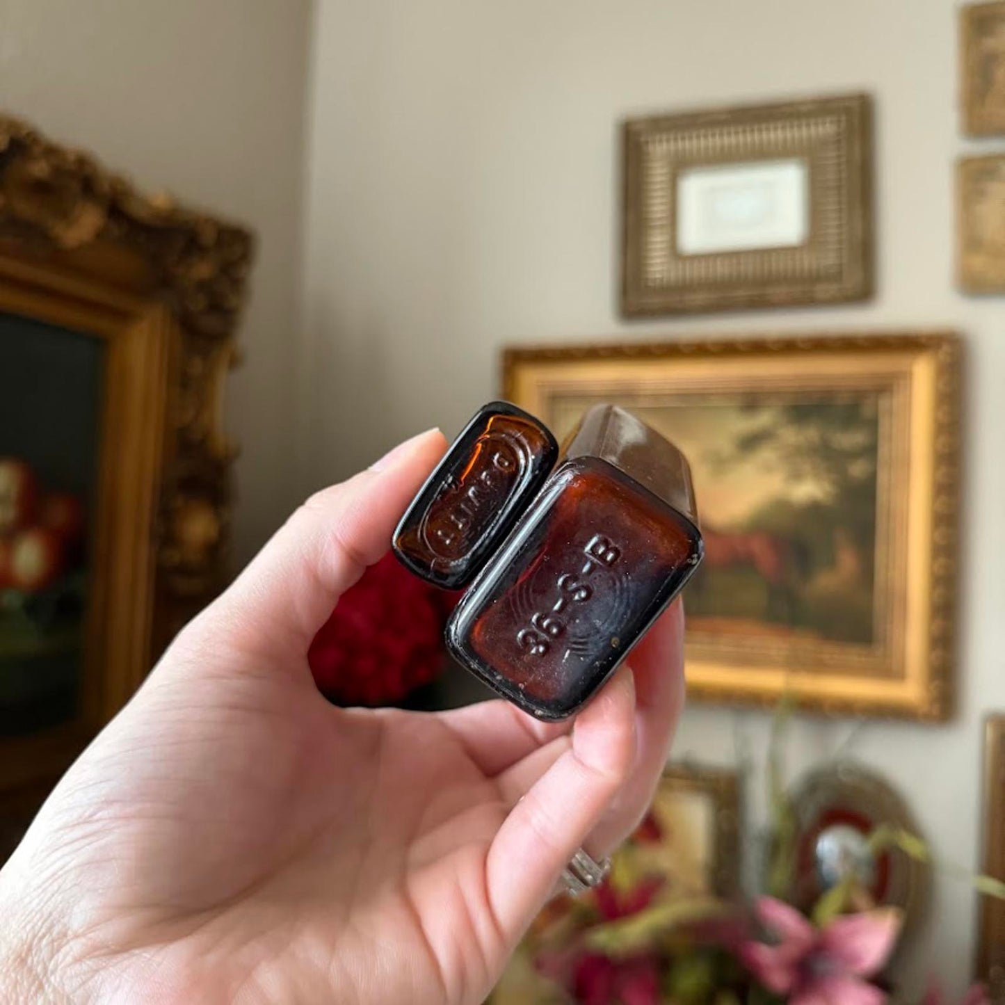Vintage Amber Brown Glass Bottles