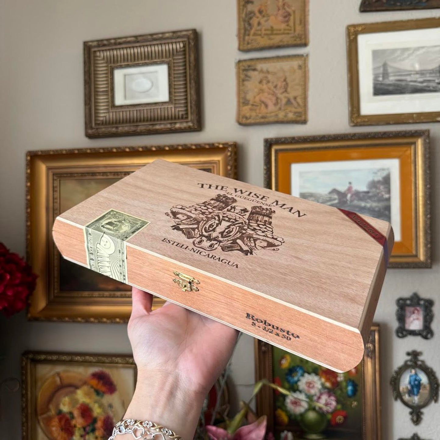 Vintage The Wise Man Cigar Box