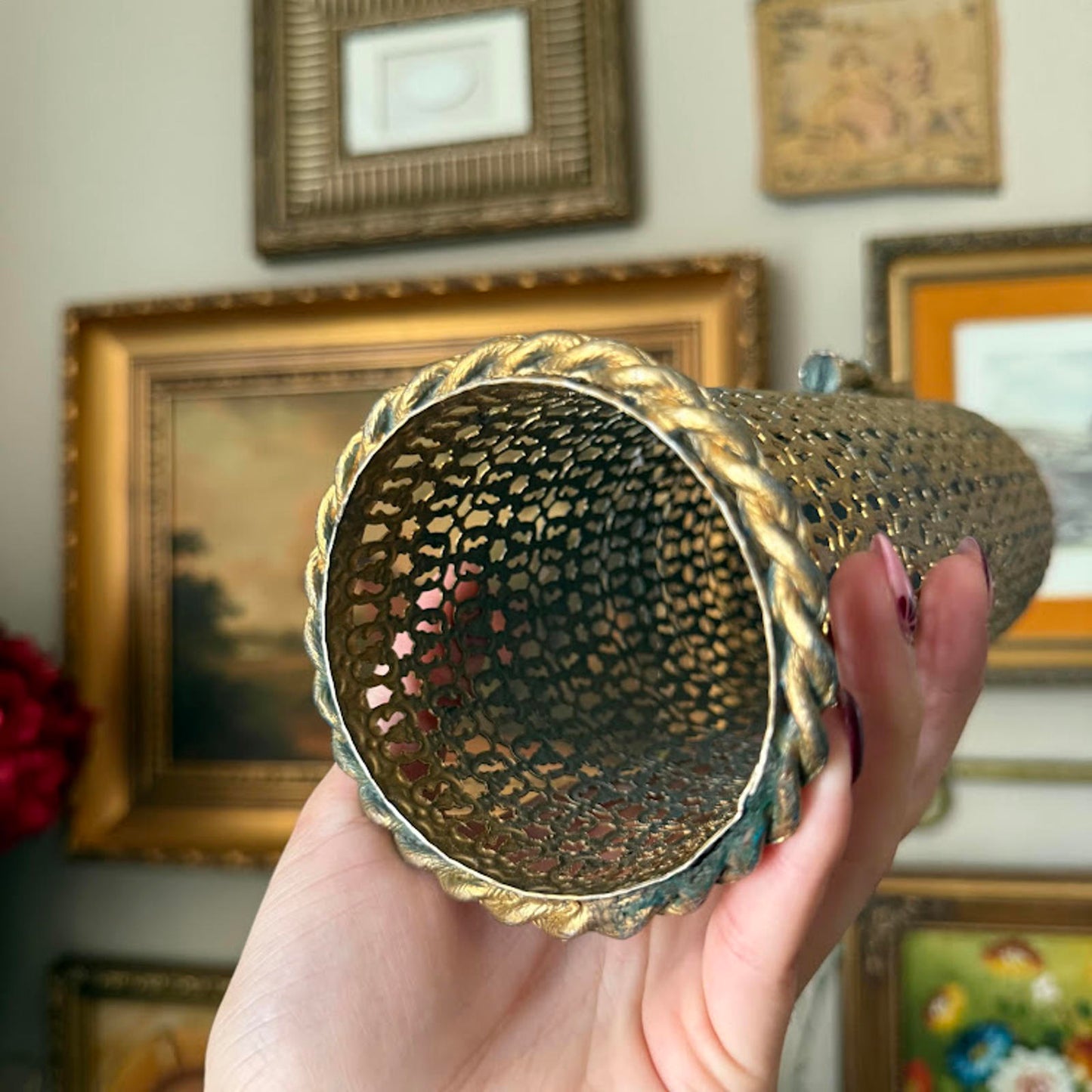 Vintage Ornate Metal Spray Can Cover