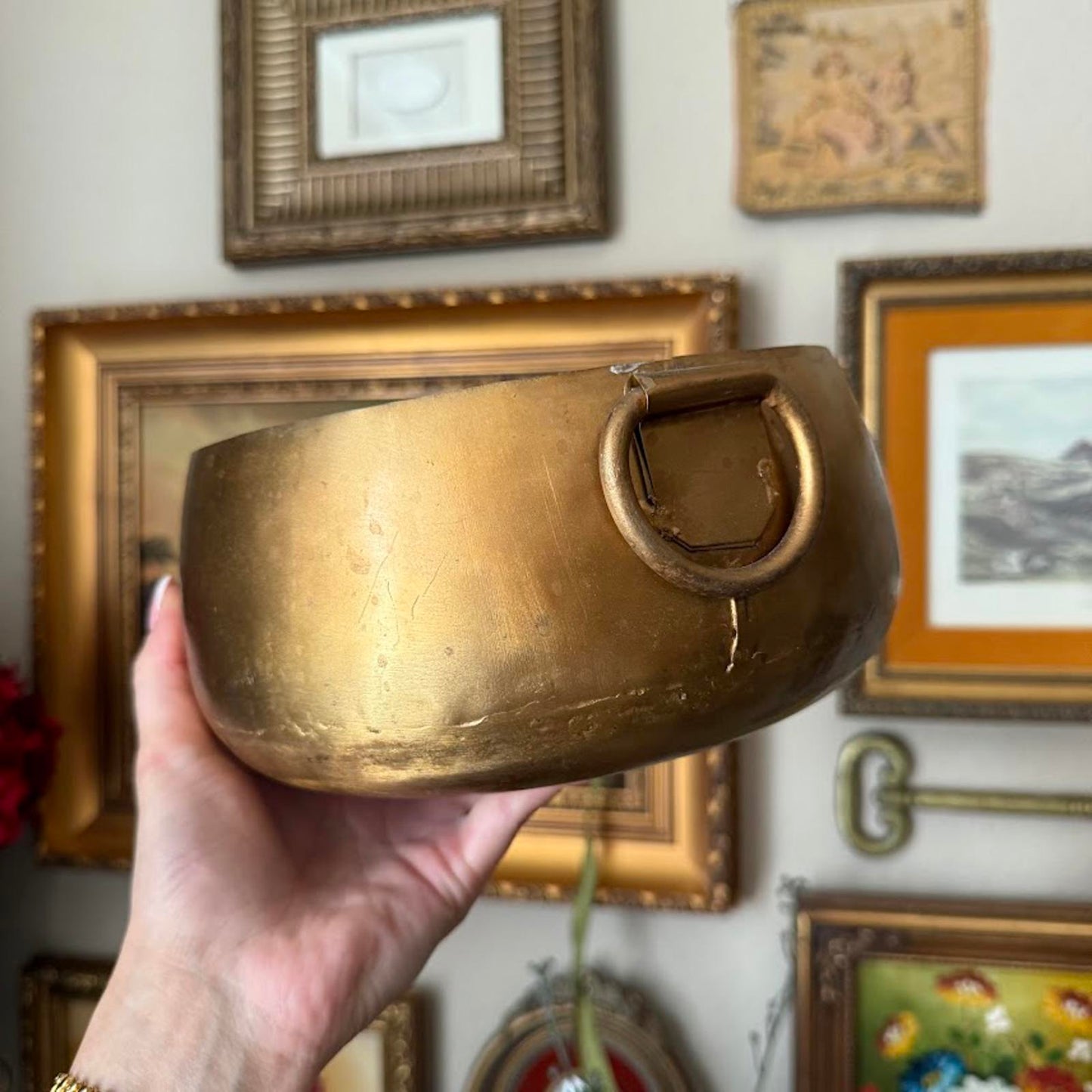 Vintage Copper Bowl with Handles