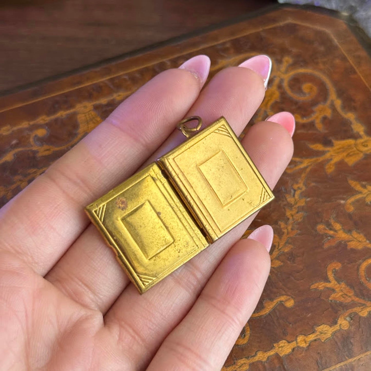 Vintage Gold Tone Book Locket Pendant