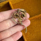 Vintage floral leaf blue and clear rhinestones