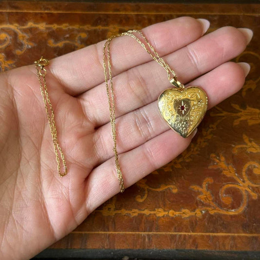 Vintage Avon Gold heart pendant with 1/20 14 GF chain necklace #heartshaped