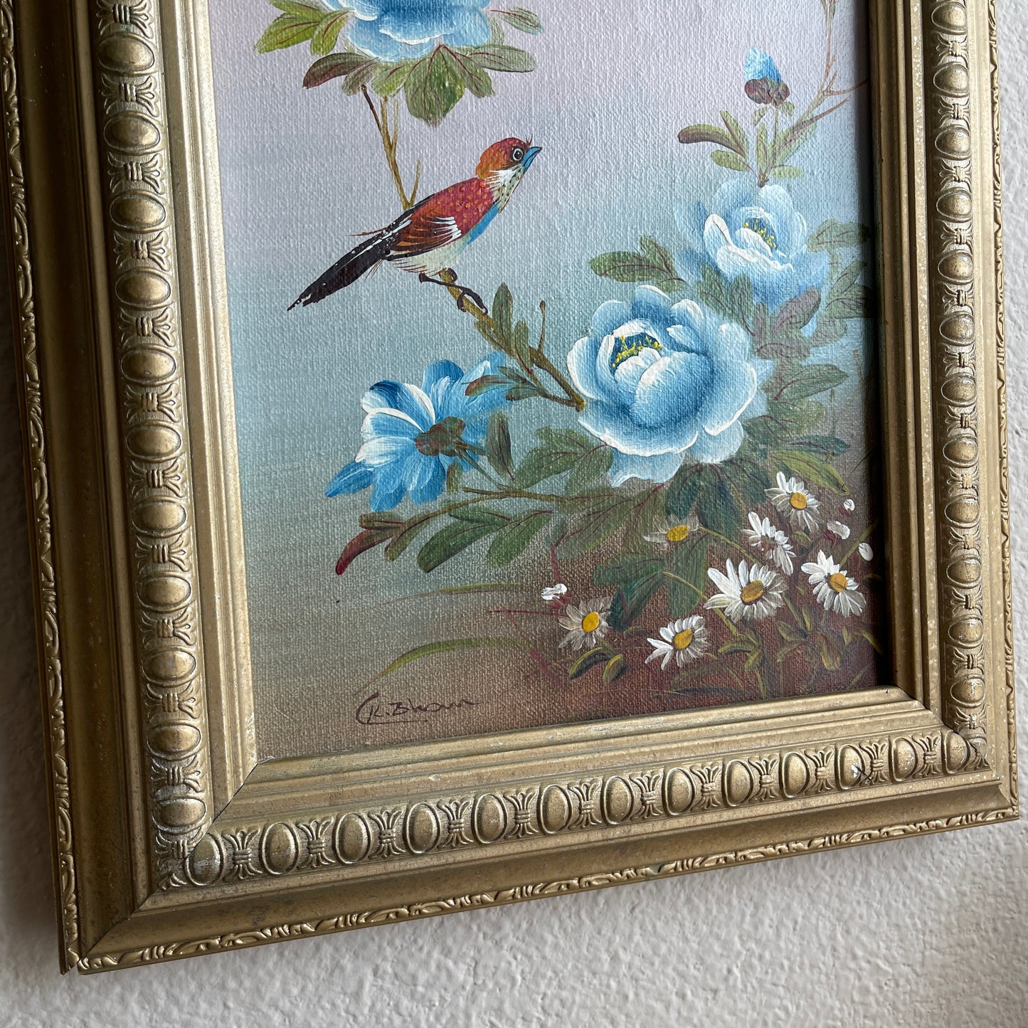 Bird with Blue flowers Painting