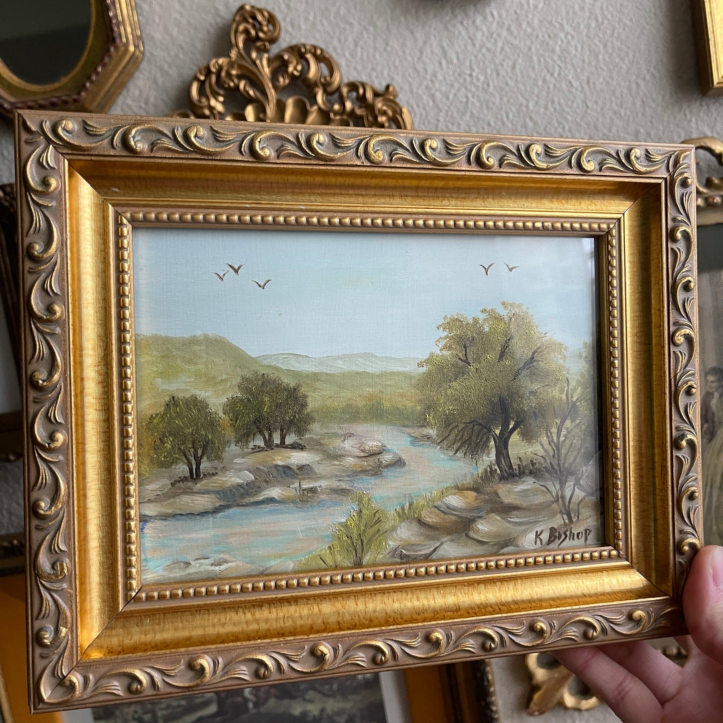 Vintage scenery landscape oil painting K.Bishop