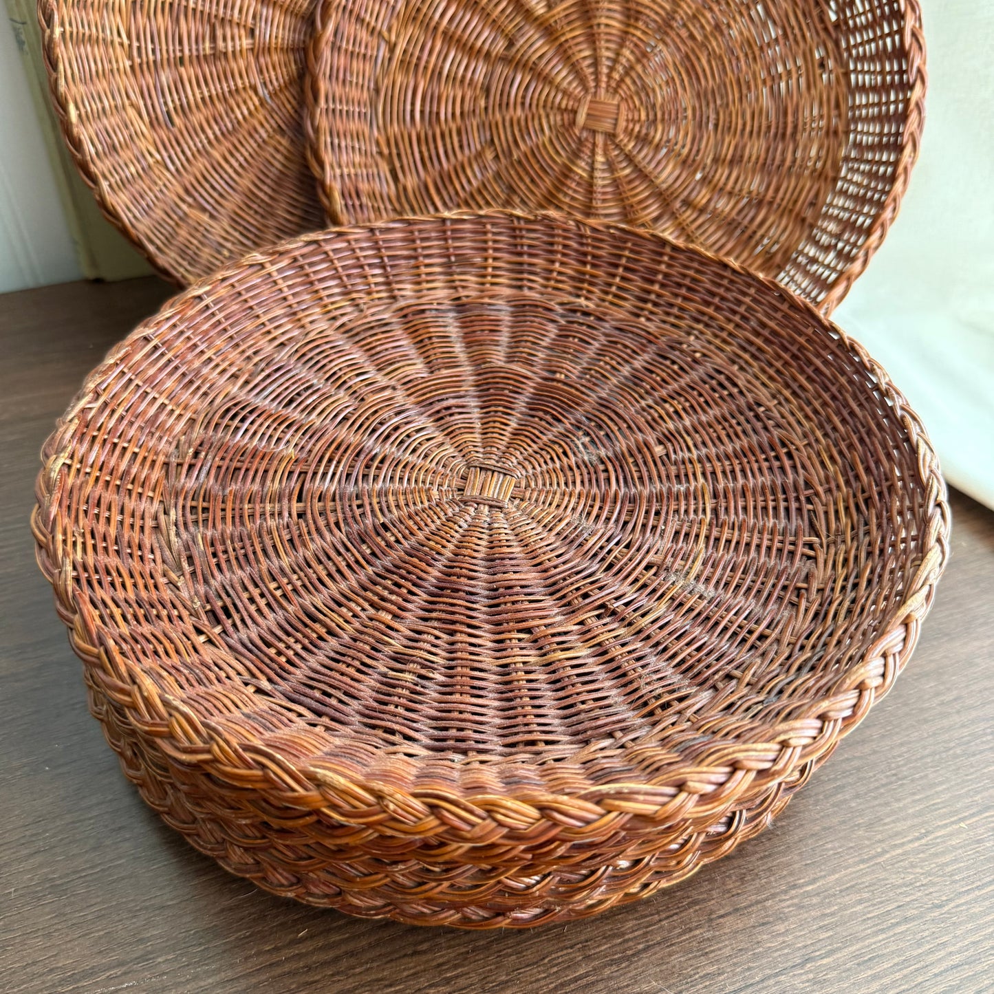 Brown Wicker Rattan Plate Holders