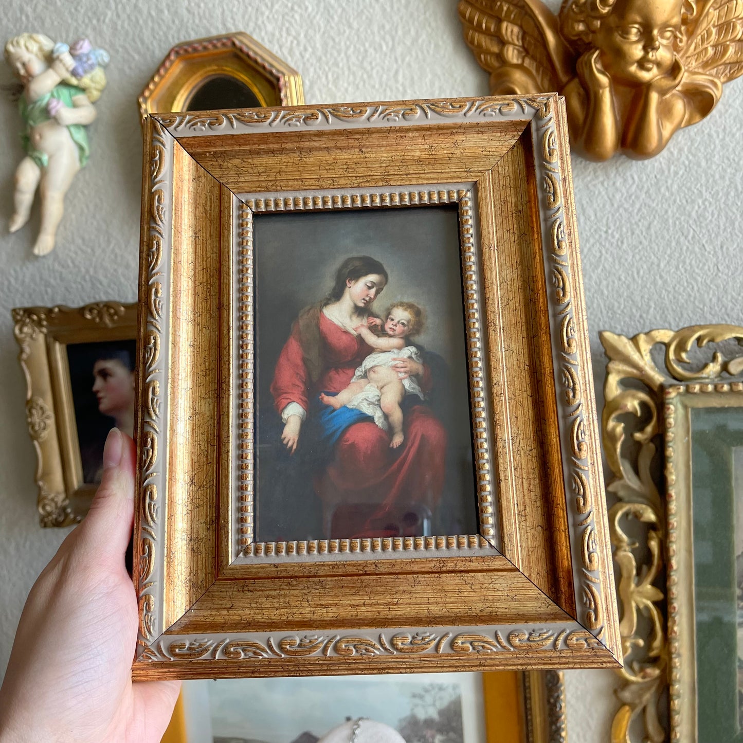 Vintage Inspired Mary & Jesus Art Print Framed