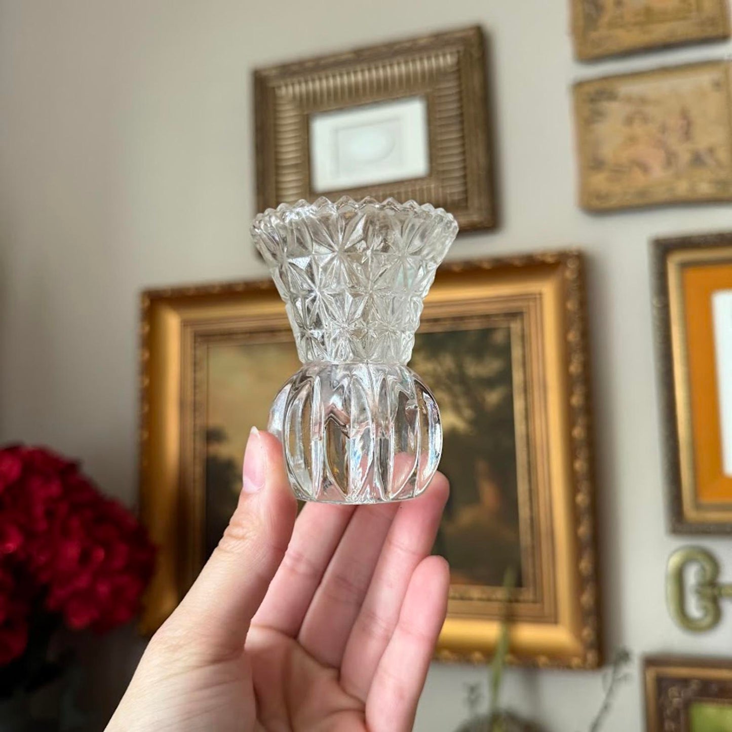 Vintage Cut Glass Mini Toothpick Holder Vase