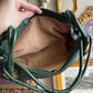 Faux leather deep green shoulder bag purse with gold detail