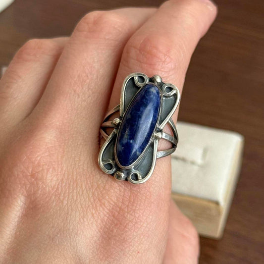 Sterling silver lapis lazuli ring ring