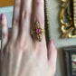 Vintage Gold tone pink glass stone ring