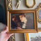 Vintage Style girl looking at herself in the mirror painting art print