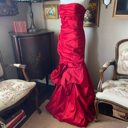 MayQueen Couture Red Fit and Flare Ballgown Dress