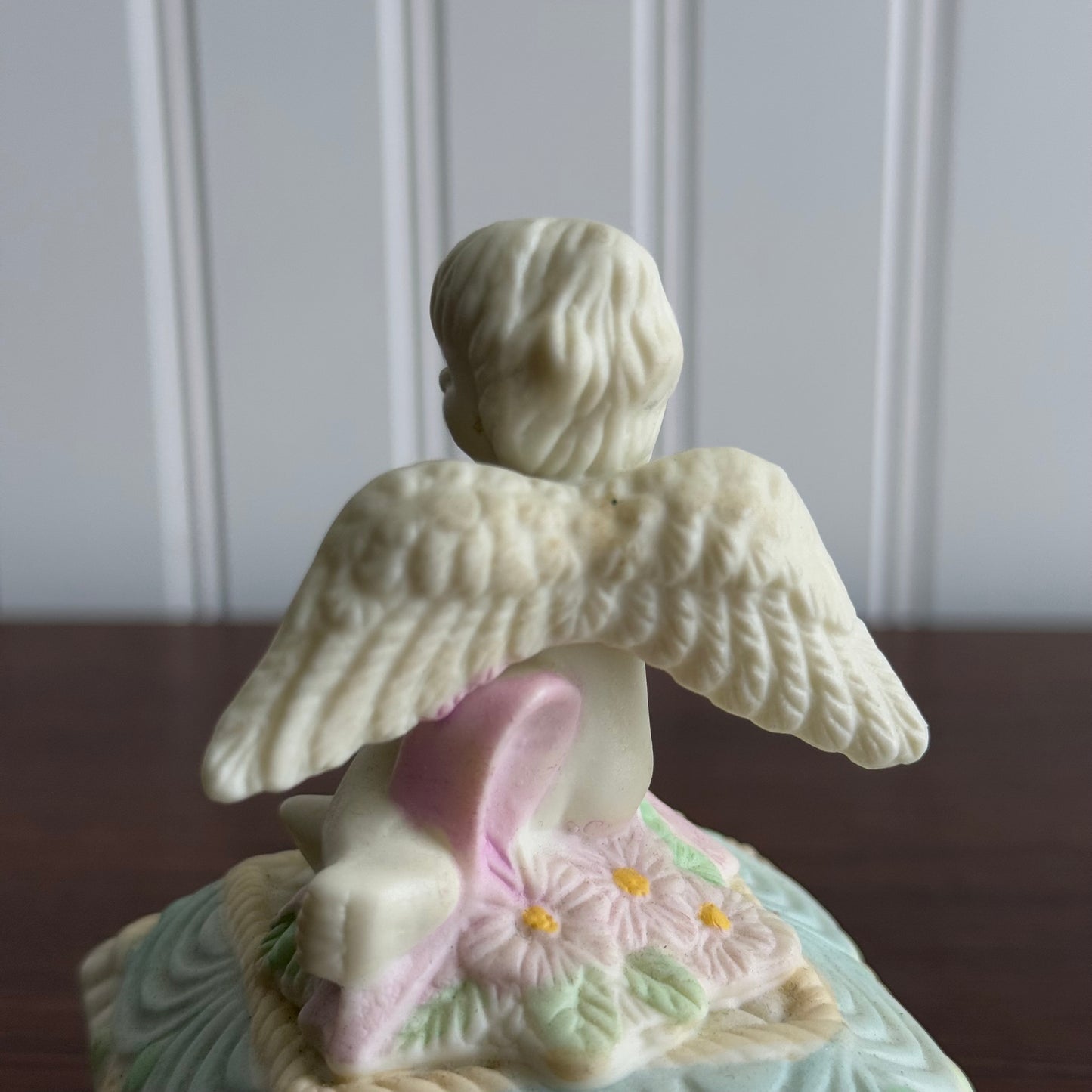 Vintage colorful Cherub Angel trinket Box