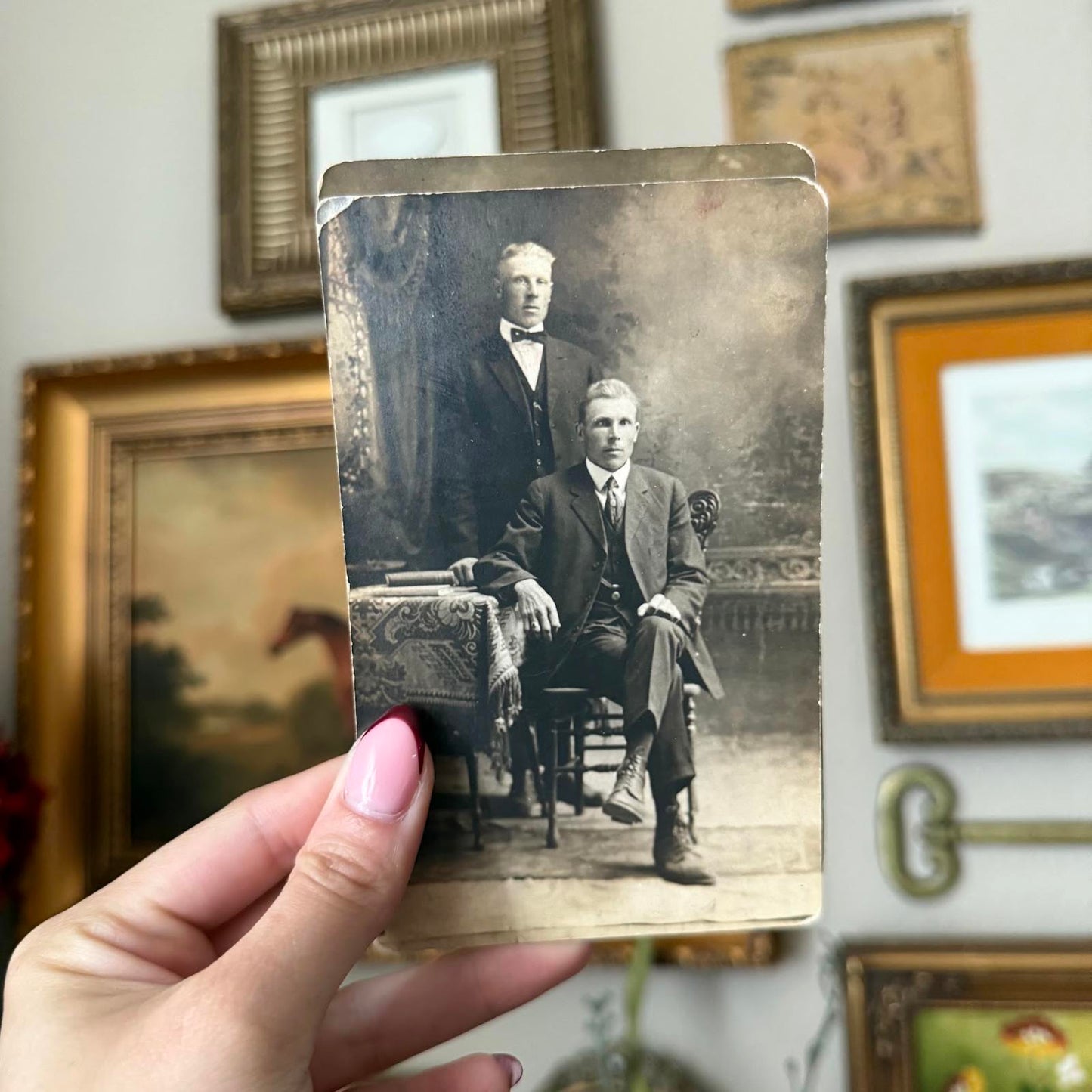 Vintage Antique Set of Men Portrait Postcard Photo
