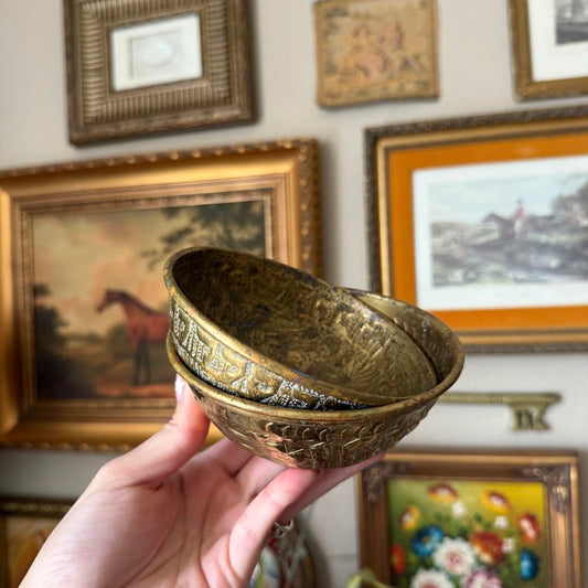 Vintage Brass Embossed Bowls