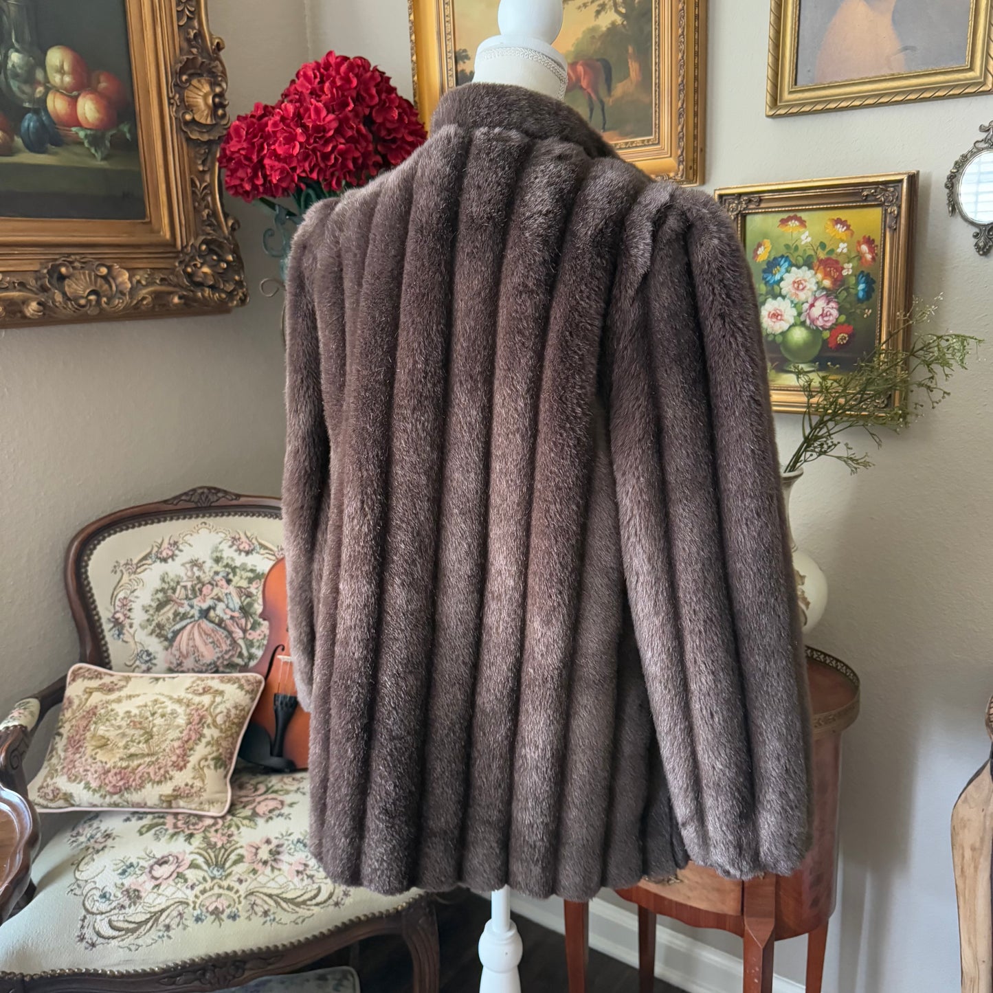 Vintage Outer Layers Coat Womens Brown Faux Fur Made in USA