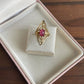 Vintage Gold tone pink glass stone ring