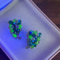 Vintage Crystal bead Cluster AB Blue Green Wrap Clip Earrings
