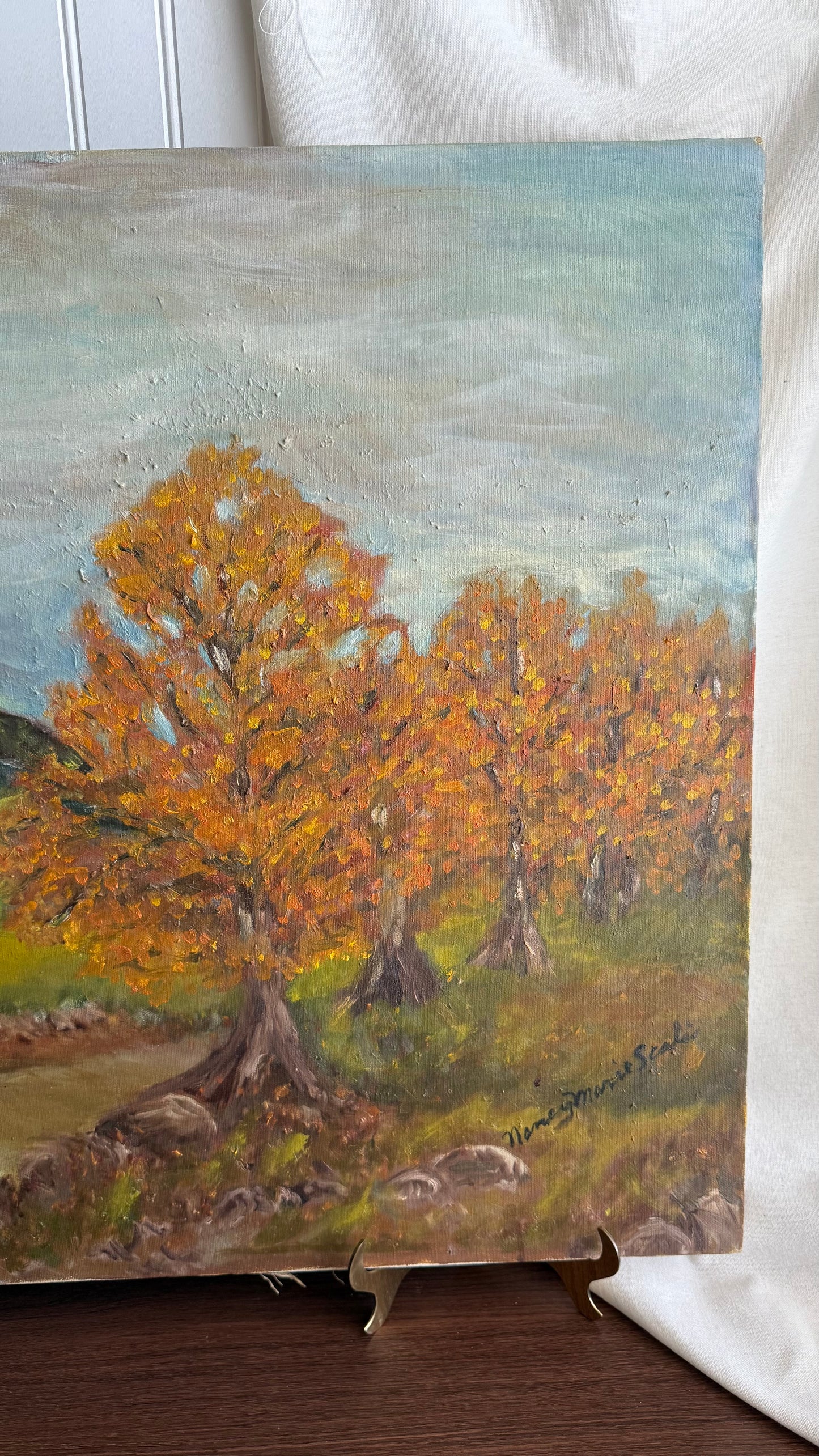 Fall Impressionist Mid Century Painting signed