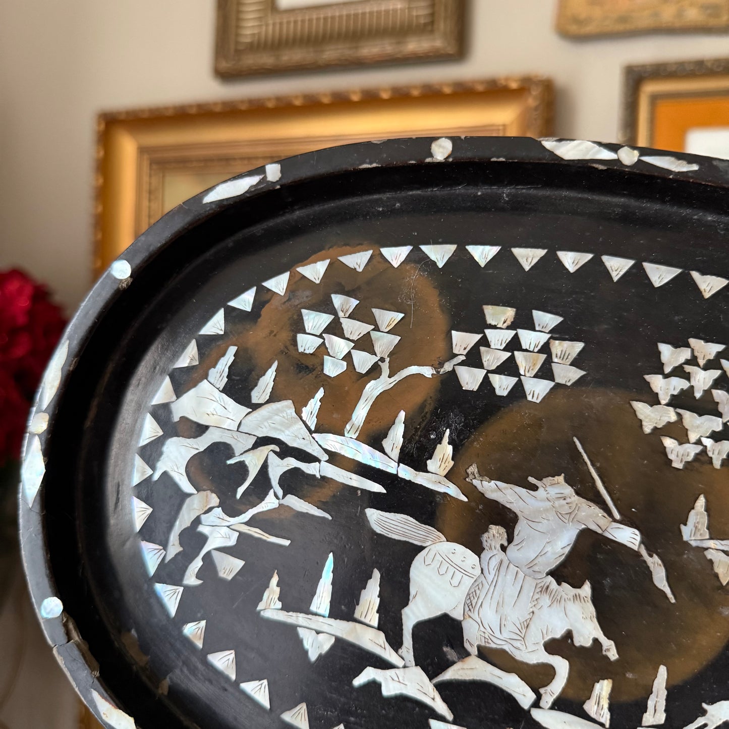 Chinese Oval Mother of Pearl Tray