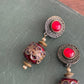 Vintage Red & gold dangle clip on earrings