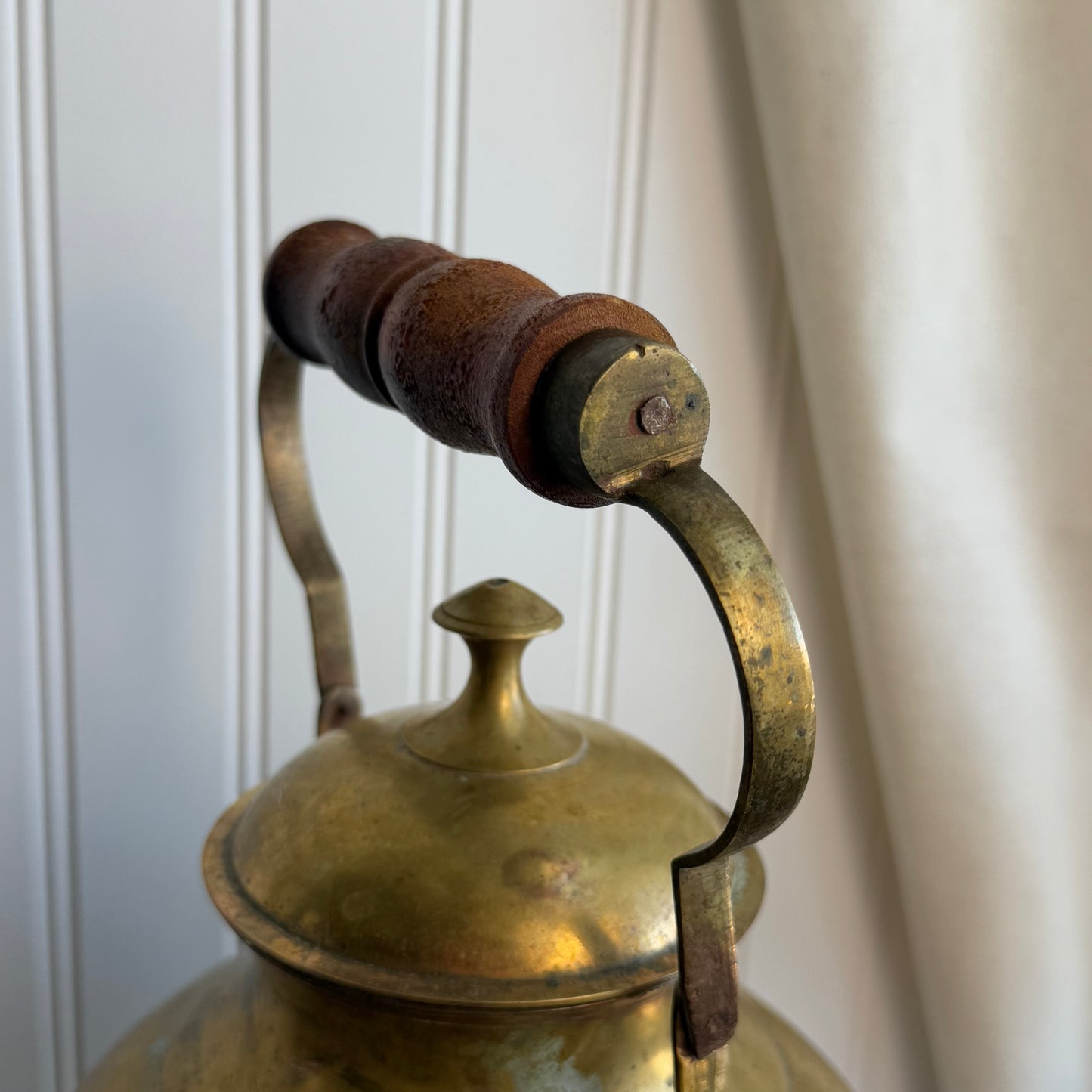 Brass with wooden handle Teapot India In good condition