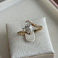 Vintage gold tone silver solitaire rhinestone ring