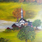 Landscape With Church Scenery Oil Painting Signed