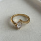 Vintage gold tone silver solitaire rhinestone ring