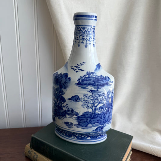 Vintage Blue And White Asian Vase Baum & Bros