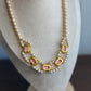 Vintage Faux pearl and pink rhinestones Necklace Korea