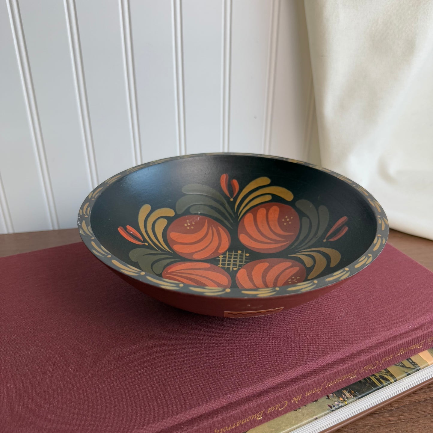 Vintage Kathy Graybill Folk Art Wooden Bowl