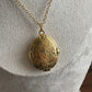 Vintage Double locket gold tone Retro Oval Double Locket with Stamped Floral Design Pendant Necklace