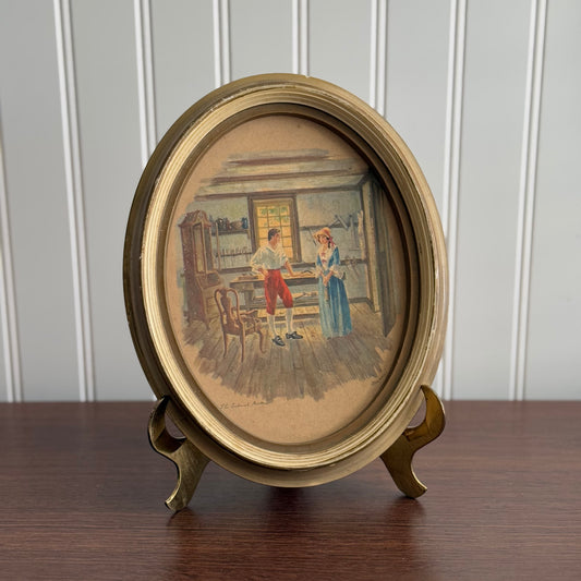 Vintage Wood Framed with Print Wall Plaque