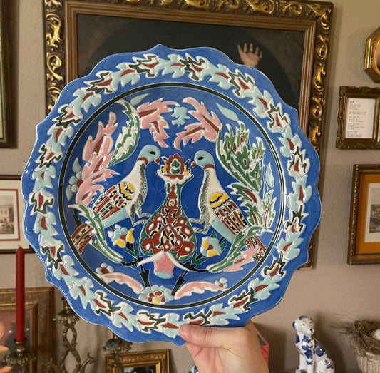 Vintage Turkish ceramic hand painted plate