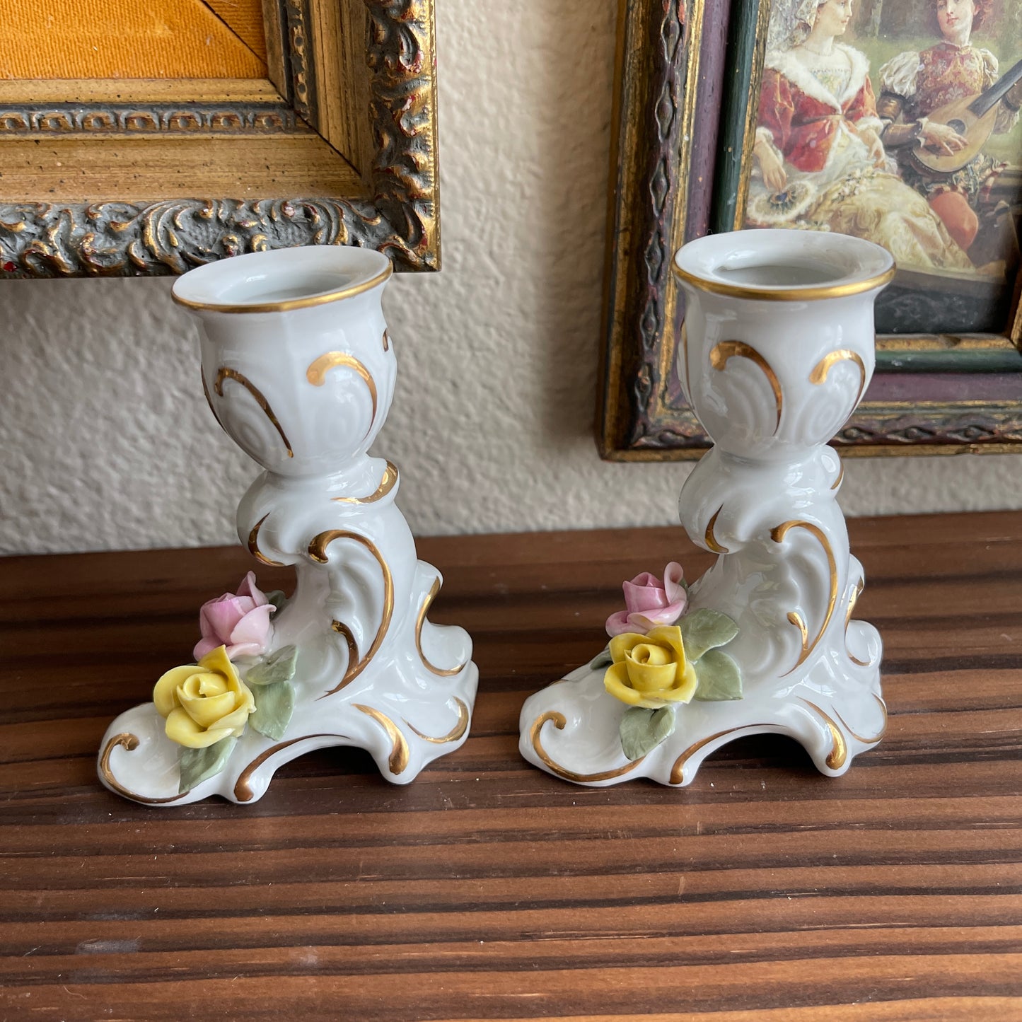 Vintage Candlesticks porcelain candlesticks set of 2