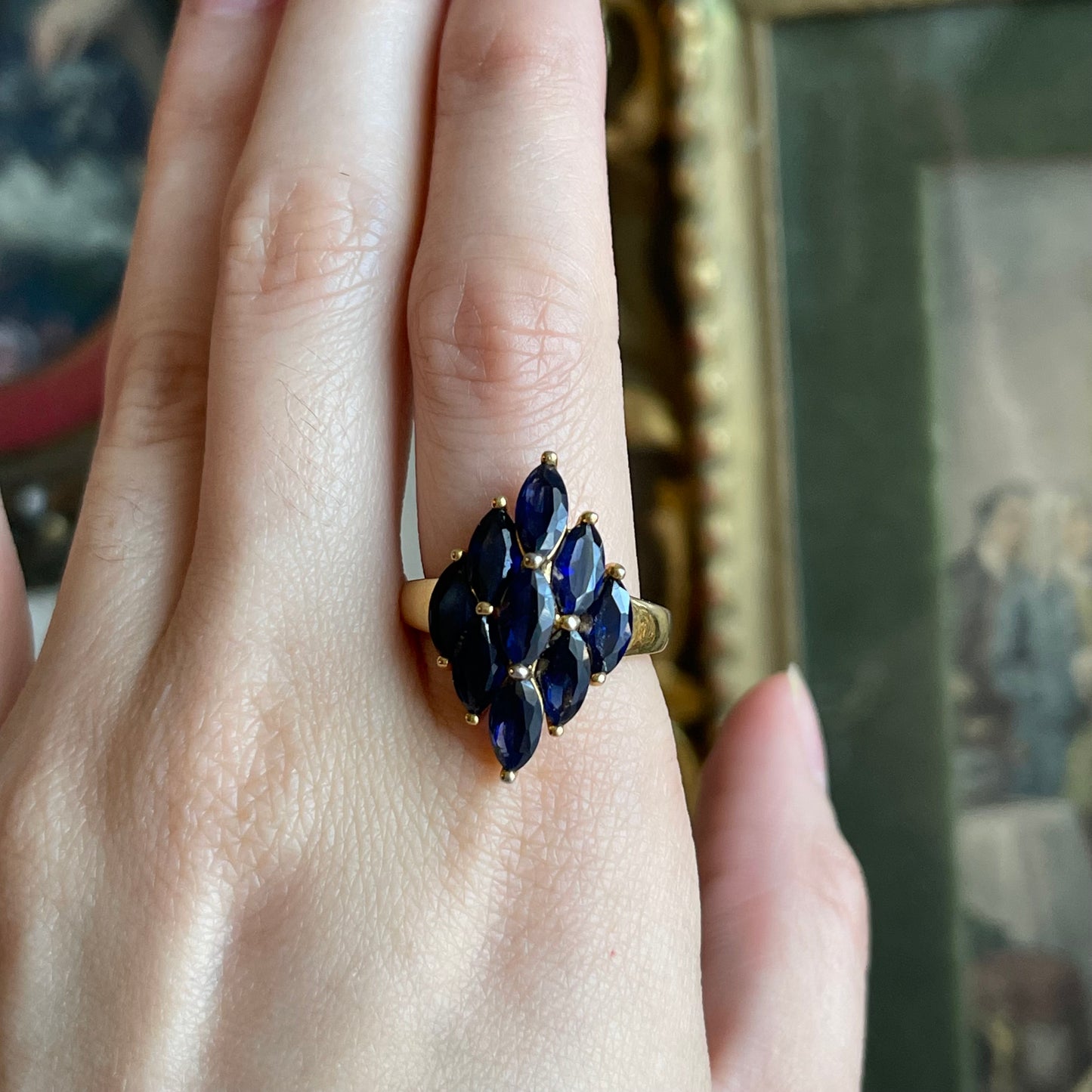 Gold tone 925 Sapphire color ring Size 8