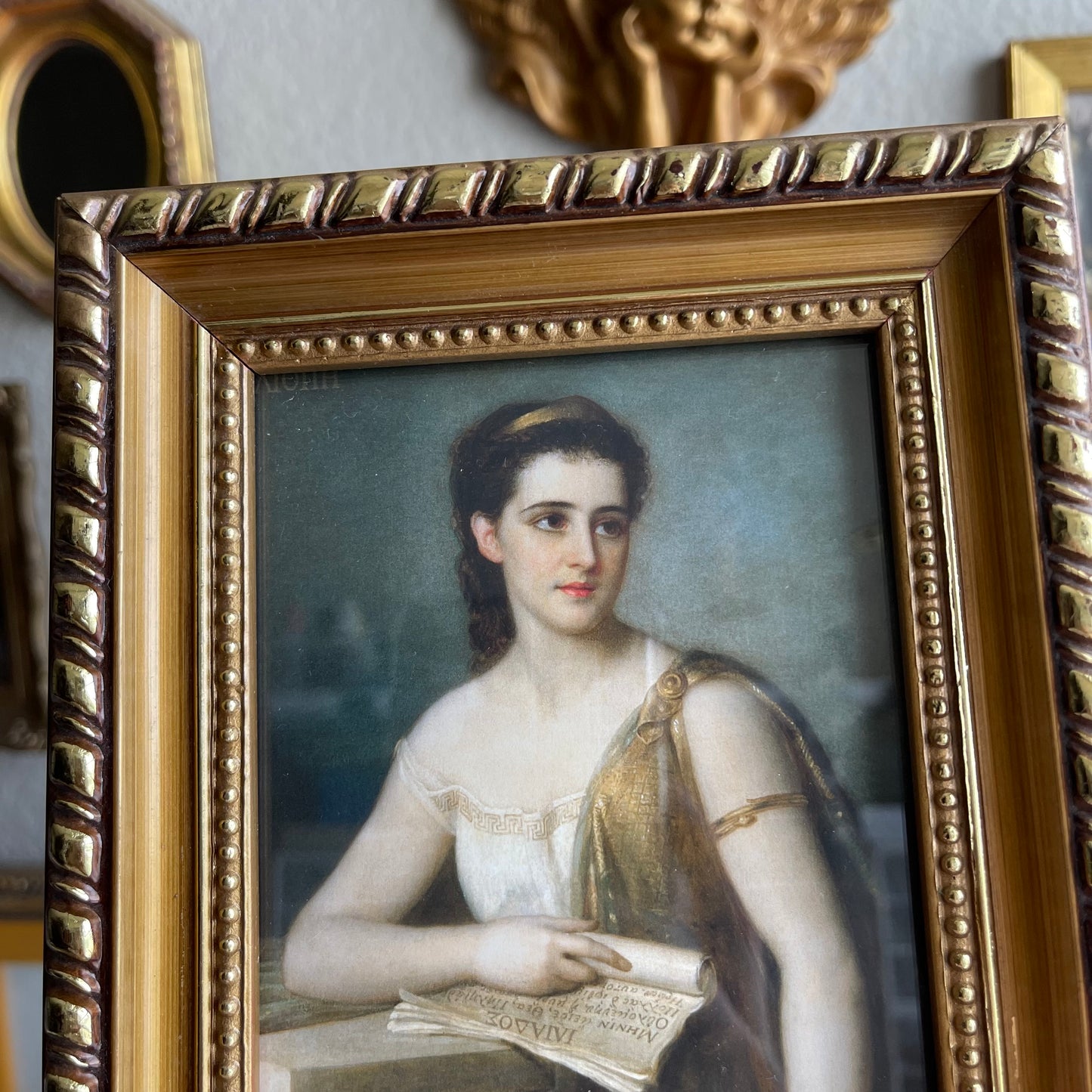 Vintage Inspired greek lady art print Framed