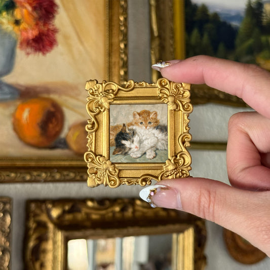Vintage Style Resin ornate Mini Kitties scenery art print Magnet