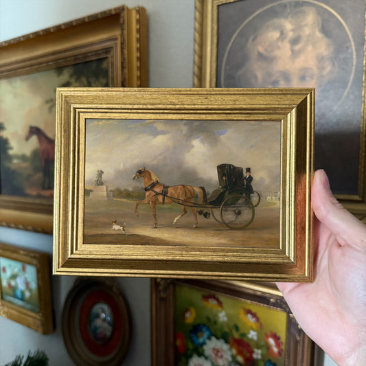 Vintage Inspired Man and carriage Horse and dog Art Print gallery wall