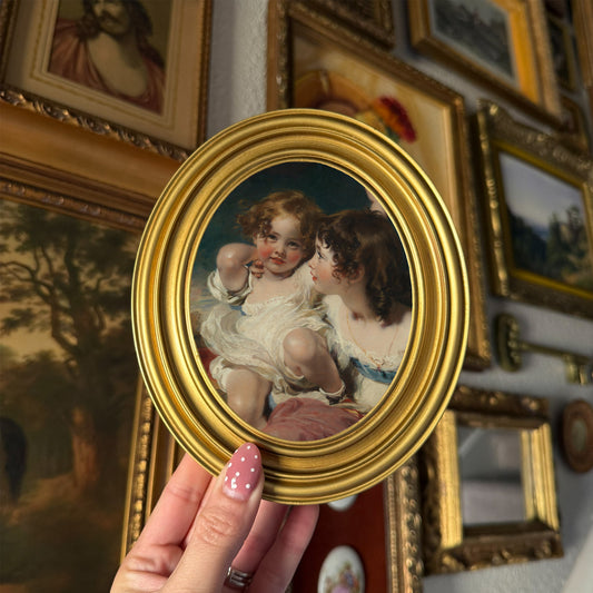 Vintage Style The Calmady Child Art Print Framed Oval
