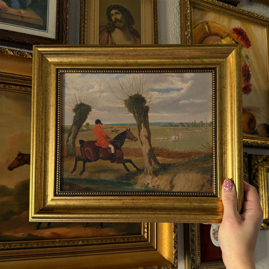 Vintage Style Jockey & Horse Art Print Framed Size 8x10