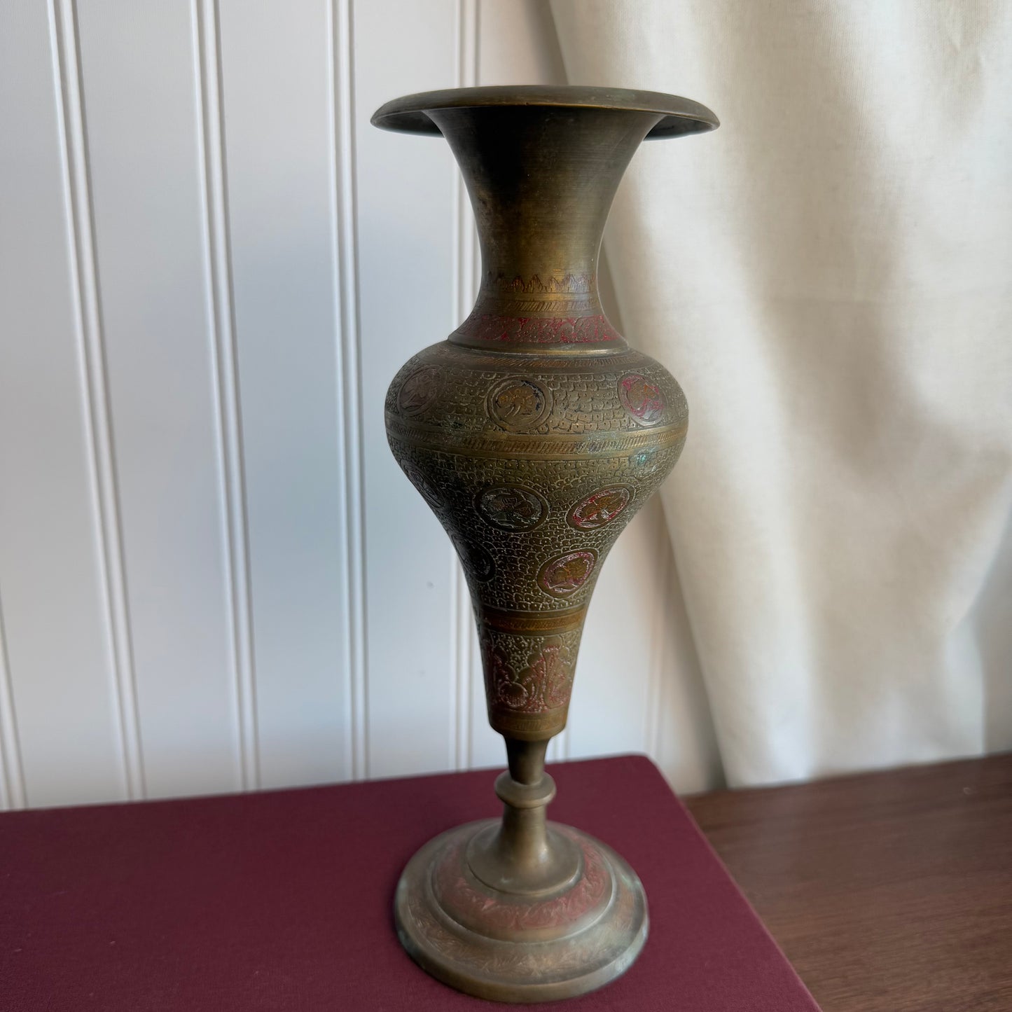 Brass etched details Vase