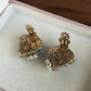 Vintage Pearl and blue rhinestone clip on earrings